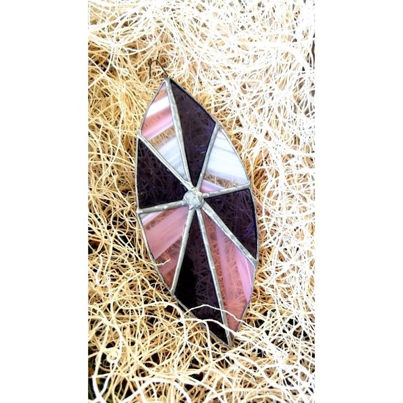 Vintage stained glass ornament / glass xmas tree ornament - Picture 2 of 3